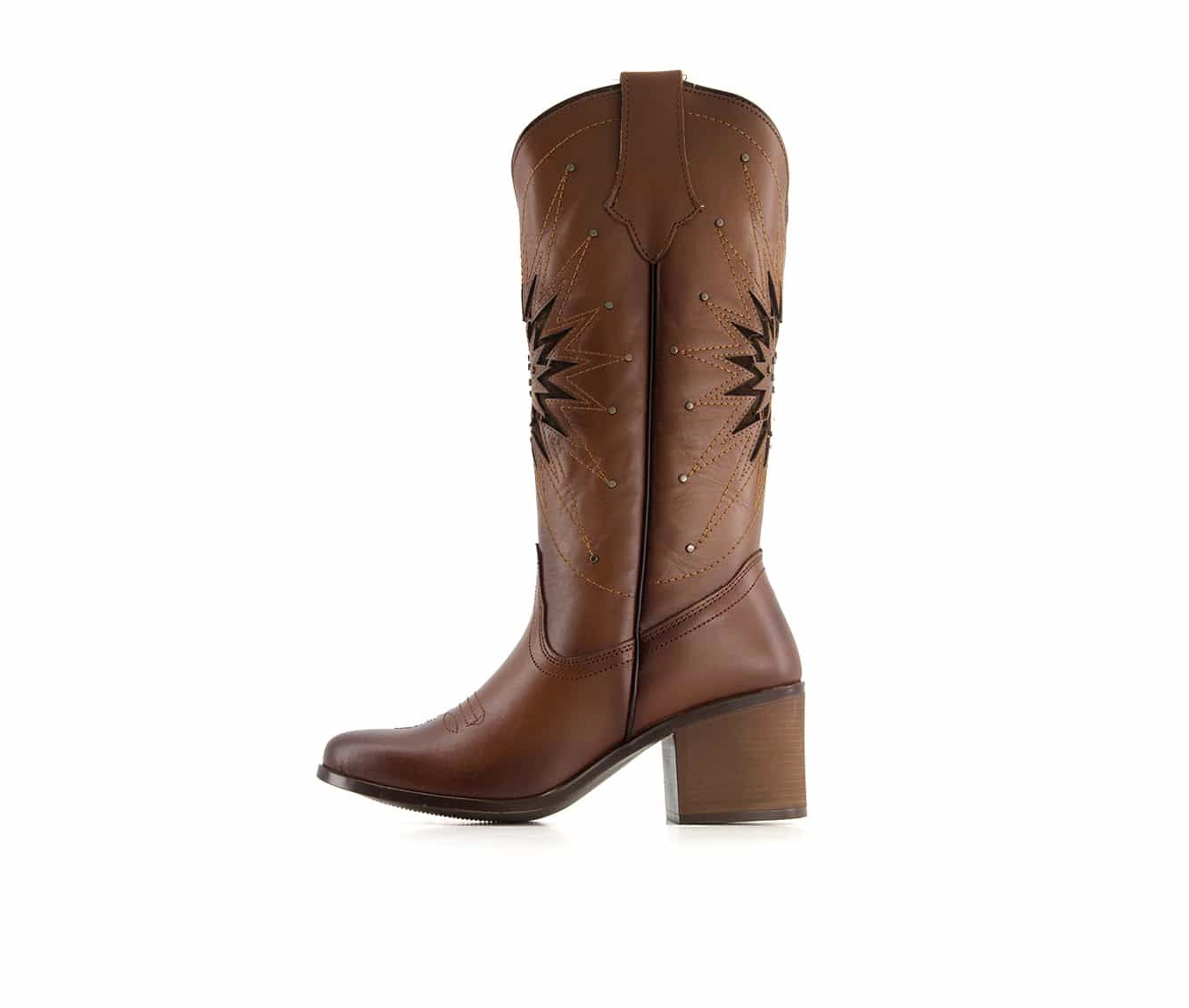 Forastero Womens Genuine Leather Western Boots -, Block Heel