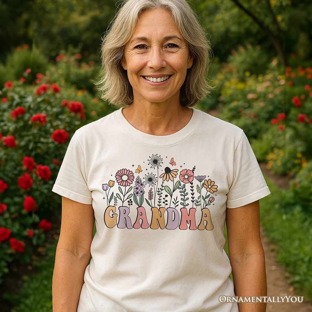 OrnamentallyYou Womens Retro Flowers Grandma Mothers Day T-Shirt
