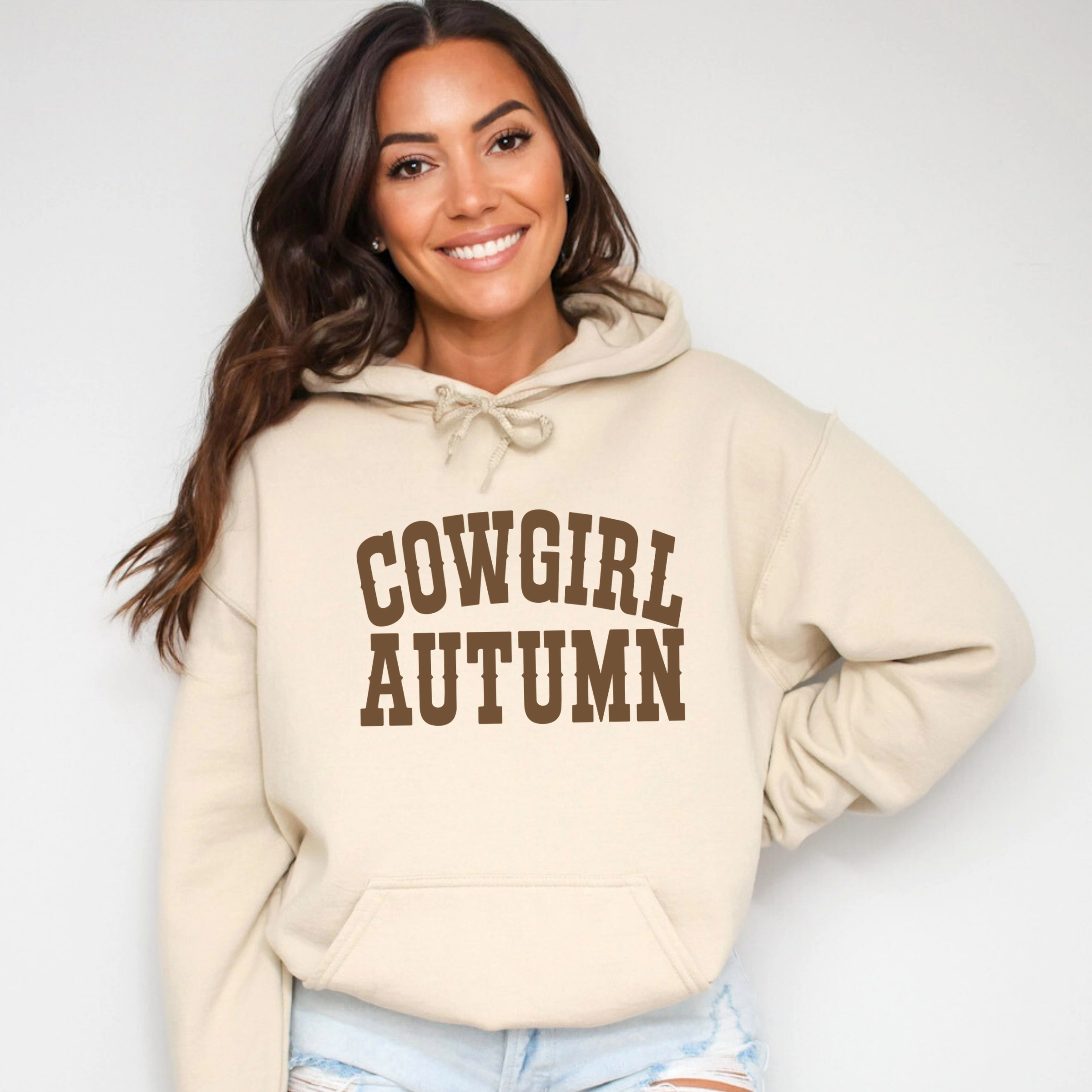 Simply Sage Market - Women's Graphic Hoodie Cowgirl Autumn Brown