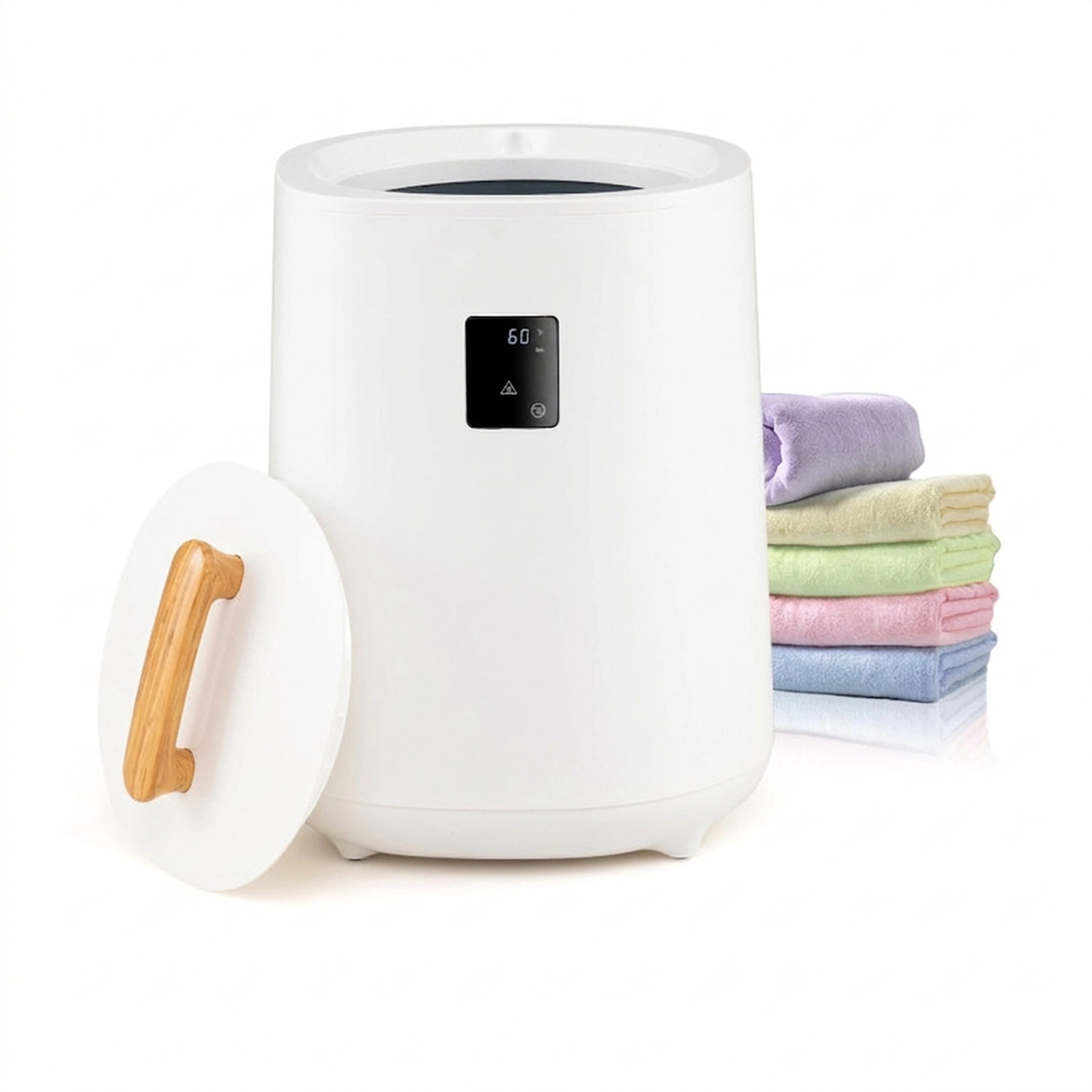 SUGIFT 18L White Towel Warmer Bucket, 380W Fast Heating, LED Display, 60-Minute Auto Shut-Off