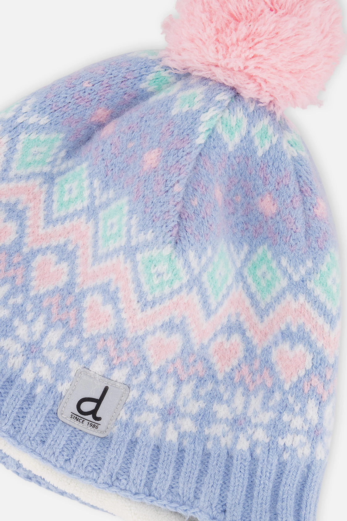 Deux par Girls Fair Isle Winter Peruvian Knit Hat with Pompom