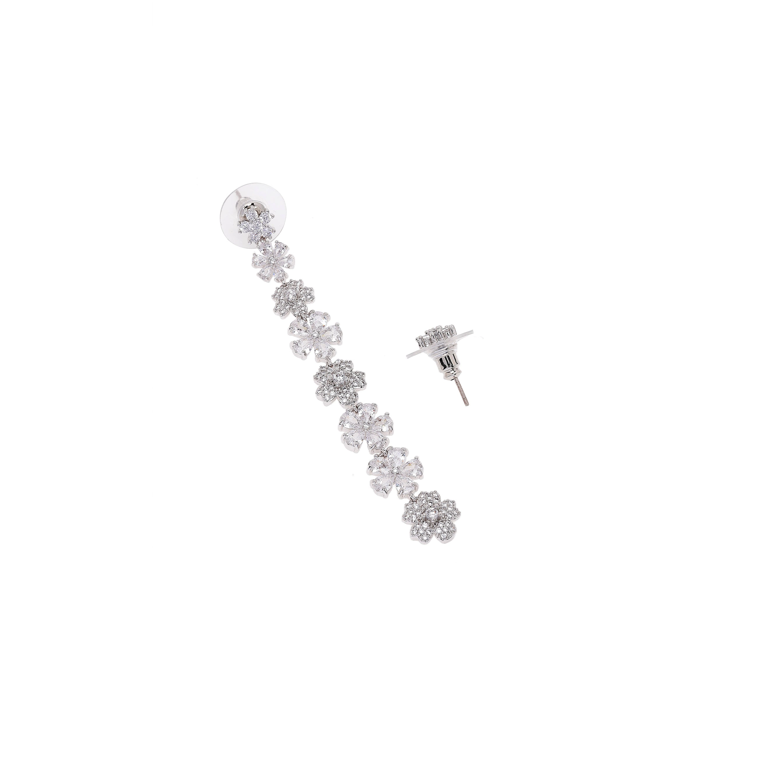 AGP PARIS Womens Long Floral Drop Earrings