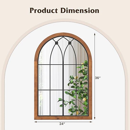 Slickblue Arched Wall Mirror Decorative Window Style Mirror for Bathroom Bedroom Entryway