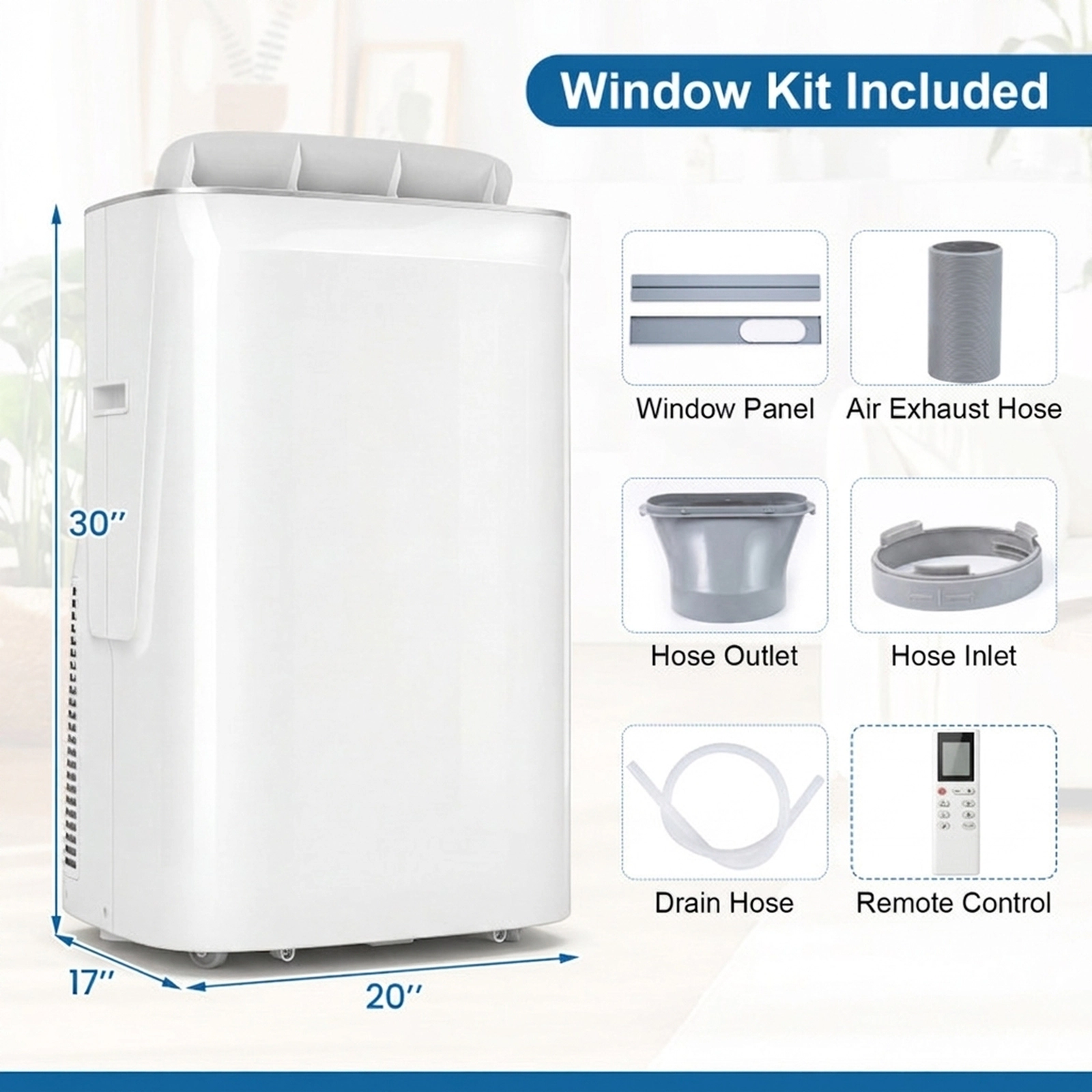 SUGIFT 15000 BTU Inverter Portable Air Conditioner Cooling and Heating Smart Wifi Remote White