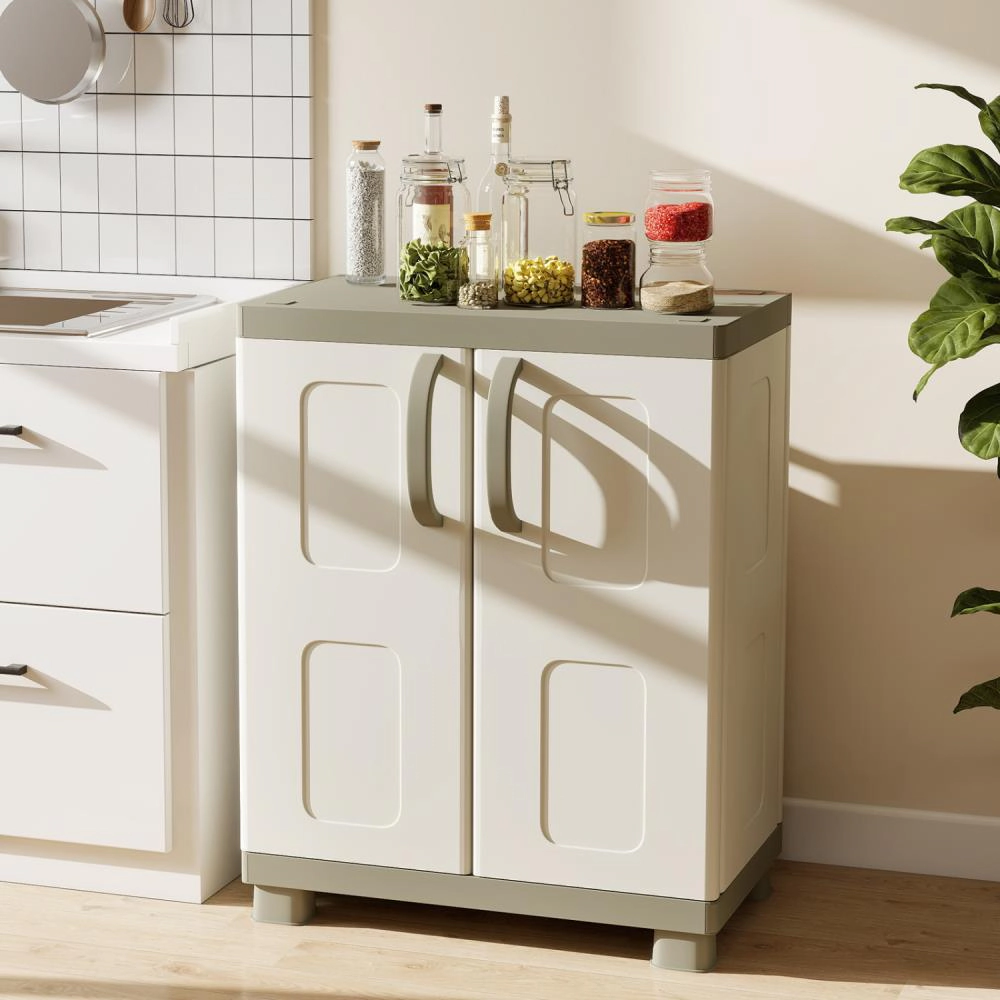 Hivvago Freestanding Buffet Cabinet Sideboard With 2 Doors And Adjustable Shelves For Kitchen And Garage