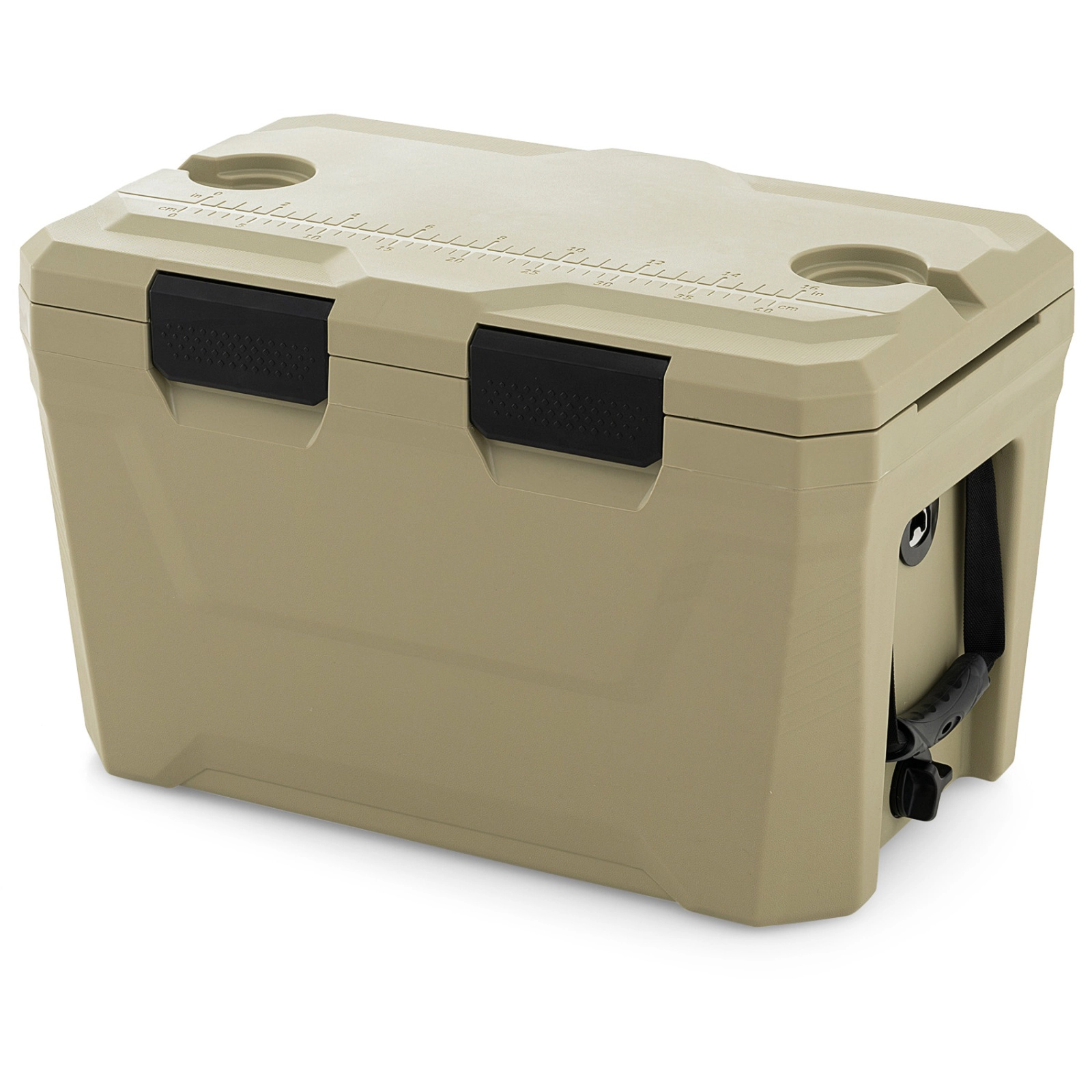 SUGIFT 37-Quart Tan Hard Side Cooler with Fish Ruler and Bottle Opener 23-in W 14-in D 14-in H 110-lb Lid Capacity