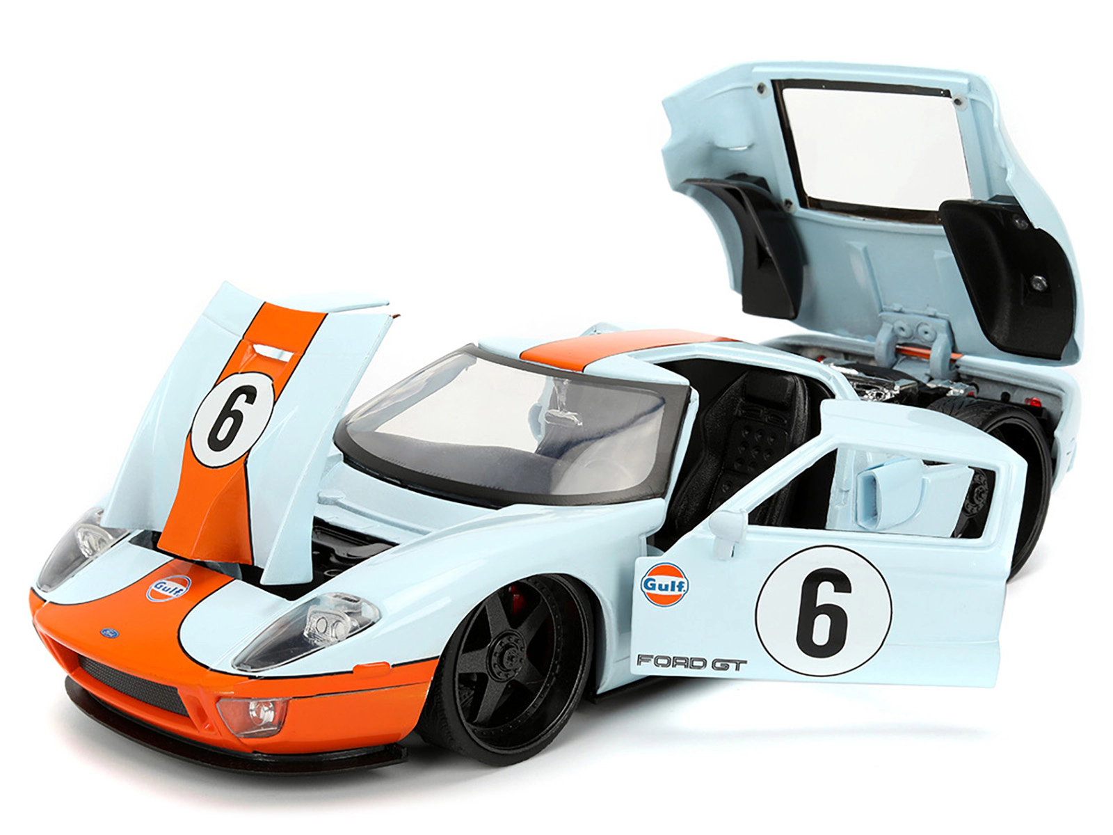 Jada 2005 Ford GT #6 "Gulf Oil" Light Blue with Orange Stripes "Hyper-Spec" Series 1/24 Diecast Model Car by Jada