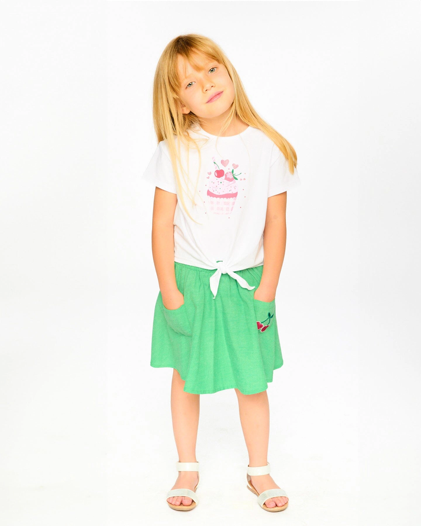 Deux par Girls Organic Cotton Skort with Embroidery