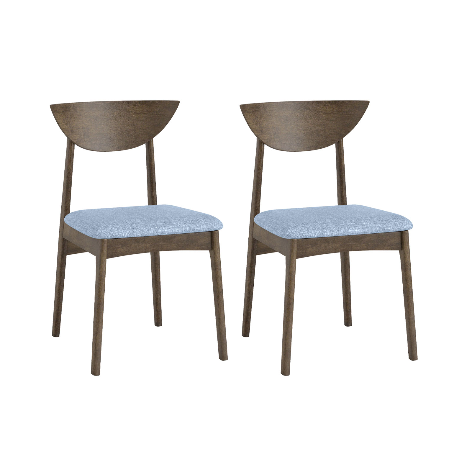 SUGIFT Upholstered Wooden Dining Chair Set of 2 with Rubber Wood Legs 350-Lb Capacity Brown+Gray