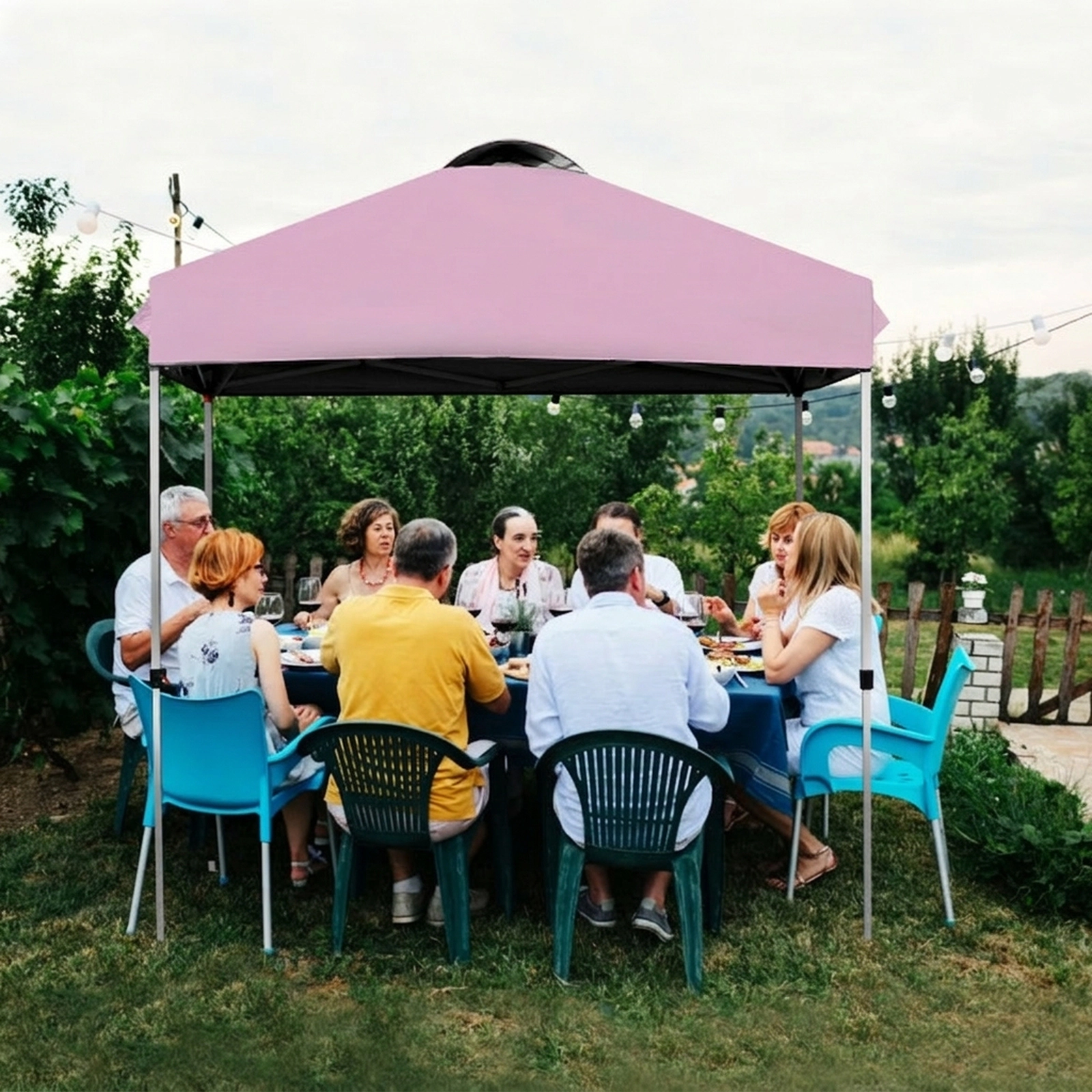 SUGIFT Height Adjustable Outdoor Pop-up Canopy Tent with Roller Bag Pink