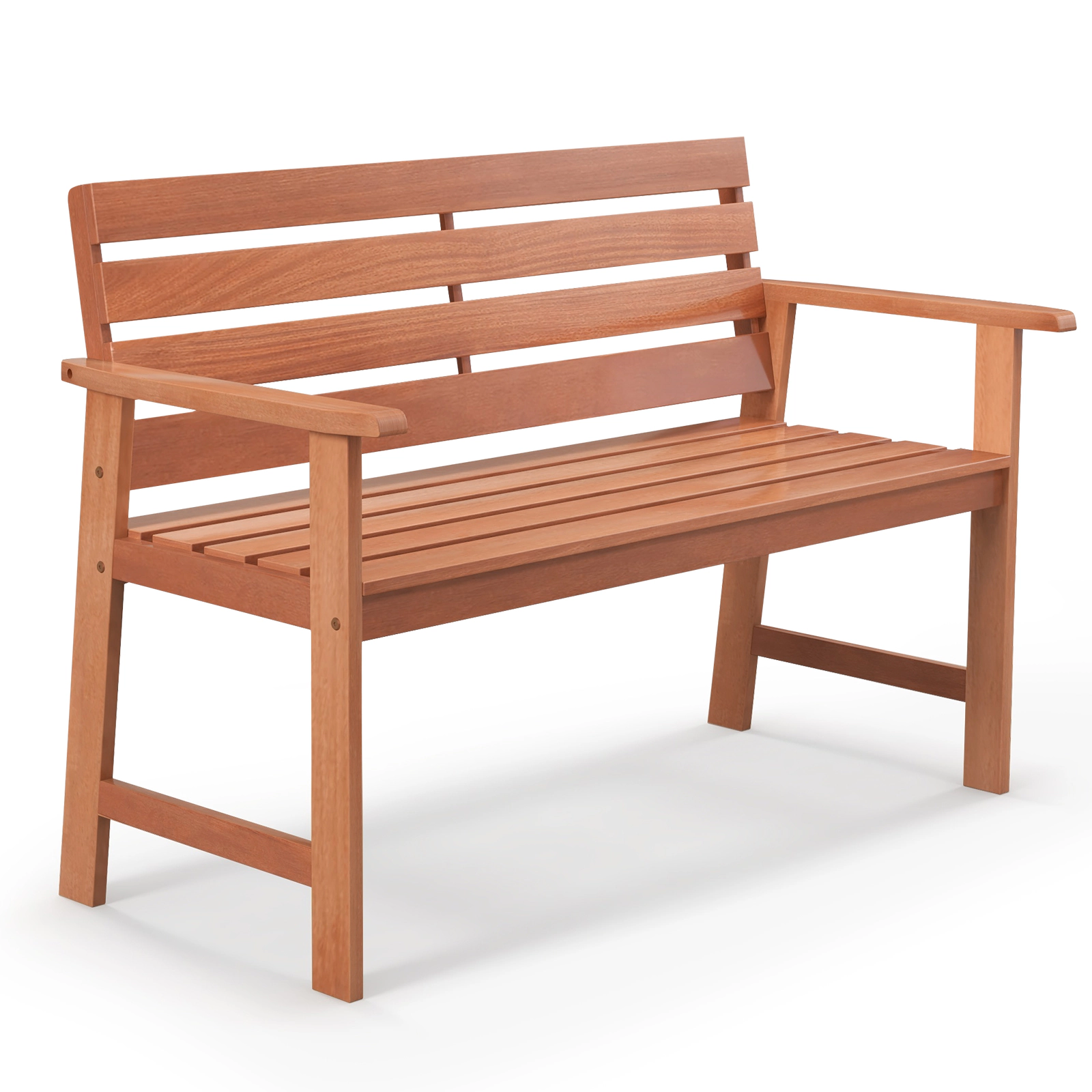 SUGIFT 48-In Solid Wood Outdoor Bench, 2-Seat, Natural, 400-Lb Capacity, Inclined Backrest