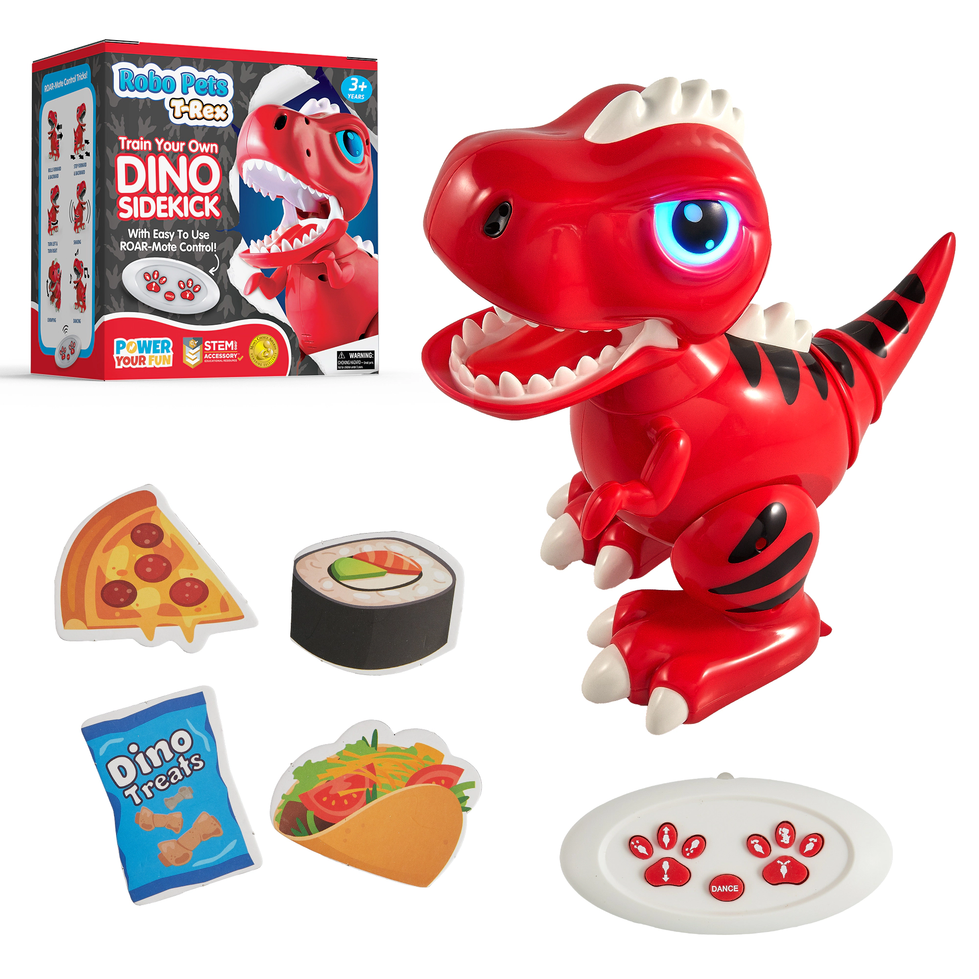 USA Toyz RedRobo Pets Red T-Rex Dinosaur, RC Hand Gestures, LED Eyes Dino Toys for Kids