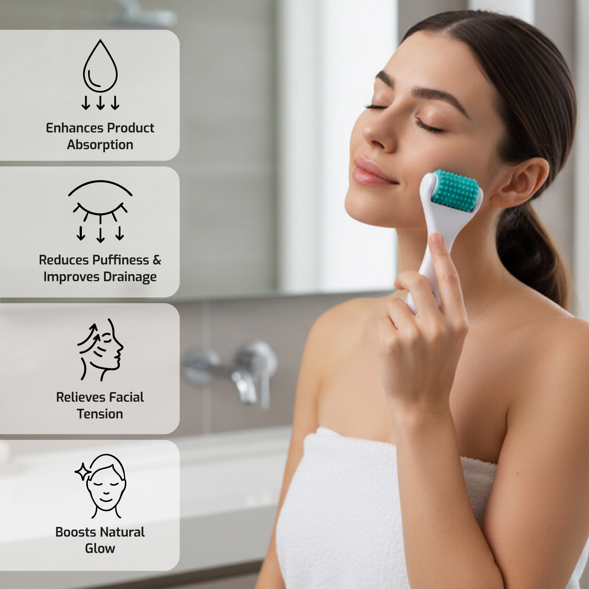Pursonic Women's Facial Contour & Glow Roller Cooling Massage Tool for Skin Revitalization & Puffiness Reduction