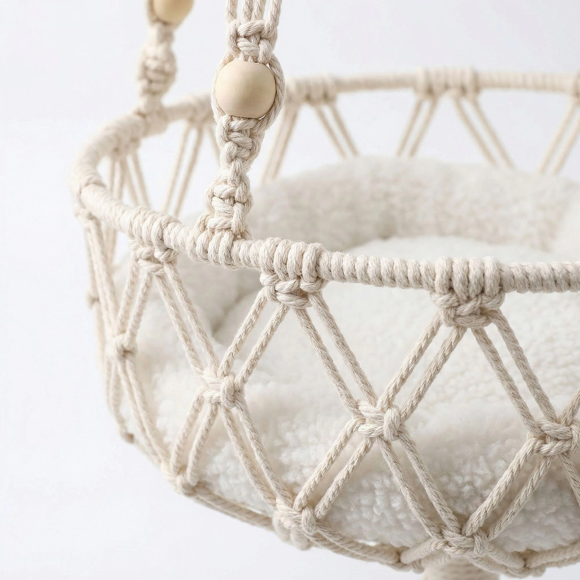 Alilang Unisex Hanging Macrame Style Storage Basket Round Organizer with Tassel for Bedroom Living Room Bathroom