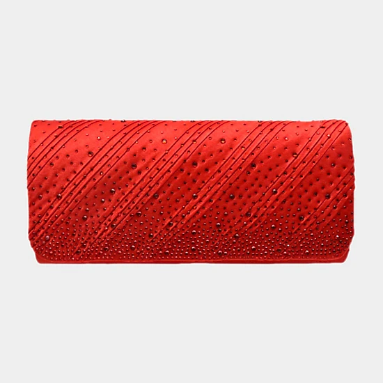 Fashnzfab Diagonal Line Detailed Bling Evening Clutch / Crossbody Bag