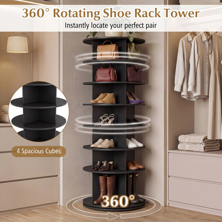 Hivvago 7-Tier Rotating Shoe Rack Tower Freestanding Spinning Organizer