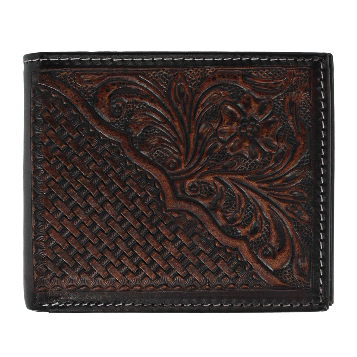 American Bison Men's Hand Tooled Leather Bifold Wallet