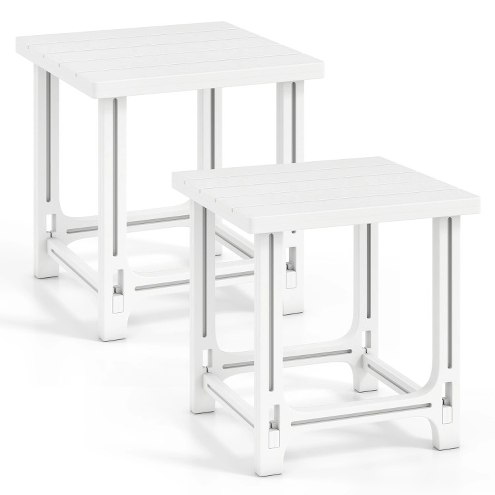 SUGIFT Set of 2 18.5-in Snap-Fit HDPE Adirondack Outdoor Side Tables 315-lb Capacity White