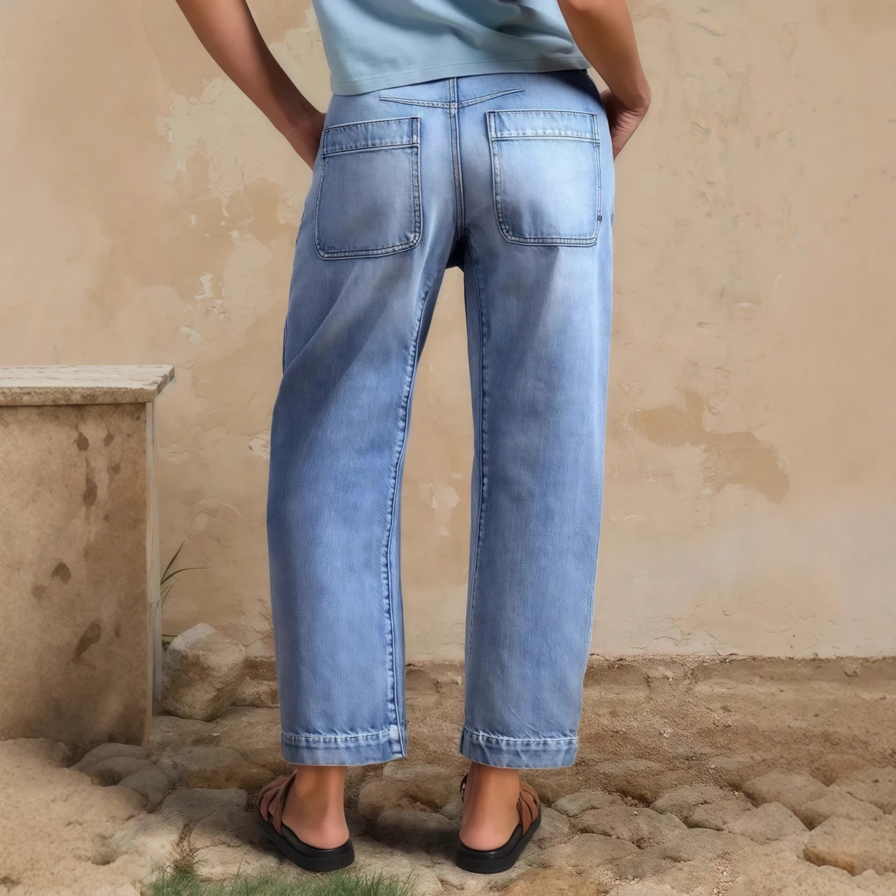 YesFashion Women's High Waist Relaxed Fit Cropped Jean Classic Denim Pants
