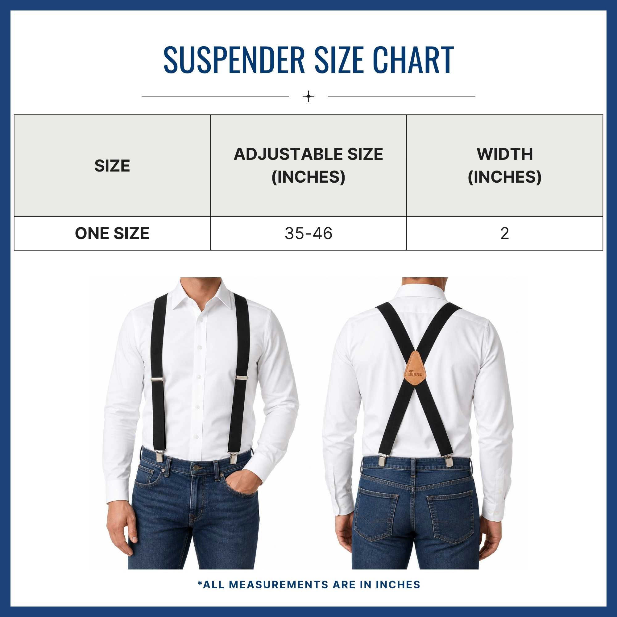 Berne Men's 2-Inch Wide Clip End Suspenders