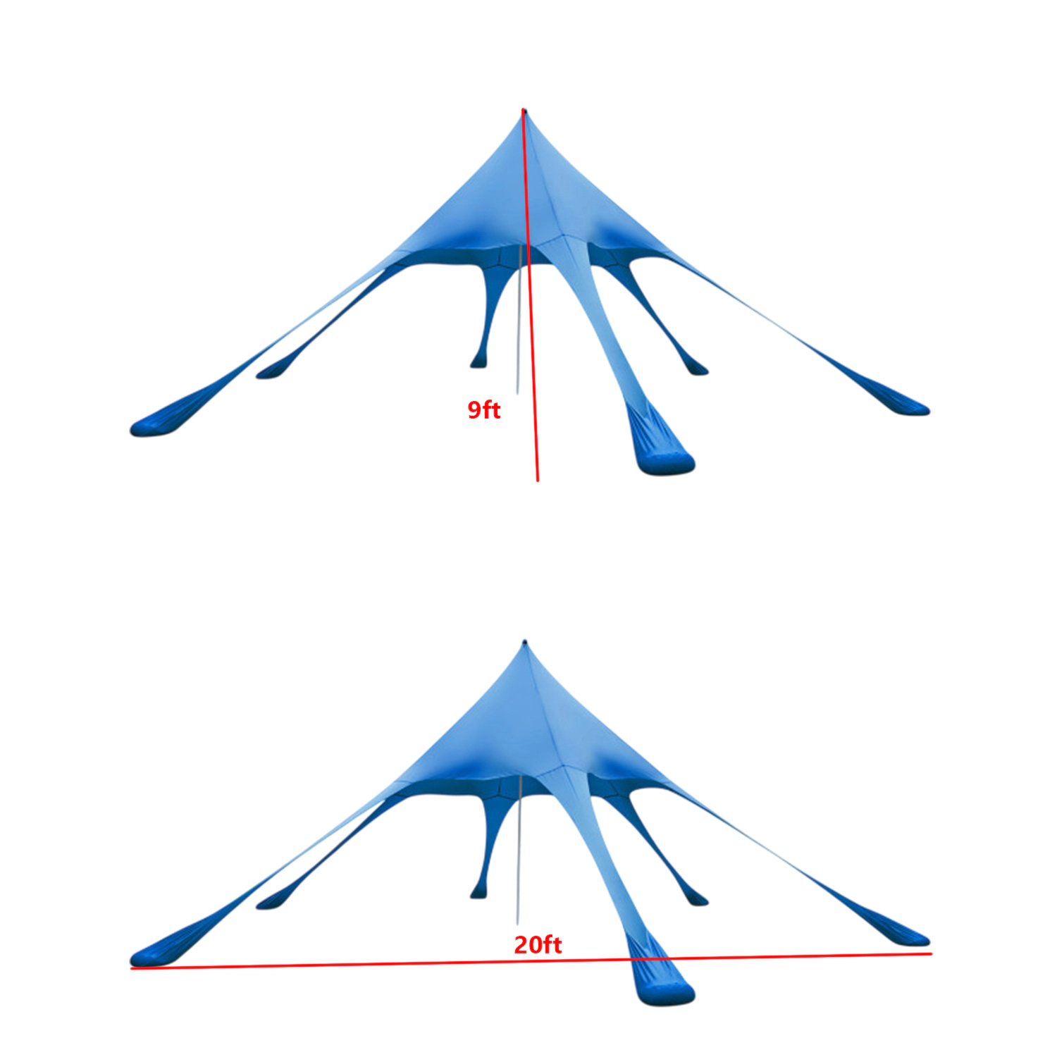 Hivvago 20x20 Ft Outdoor Beach Canopy with UV Guard UPF 50+ and Setup Shovel