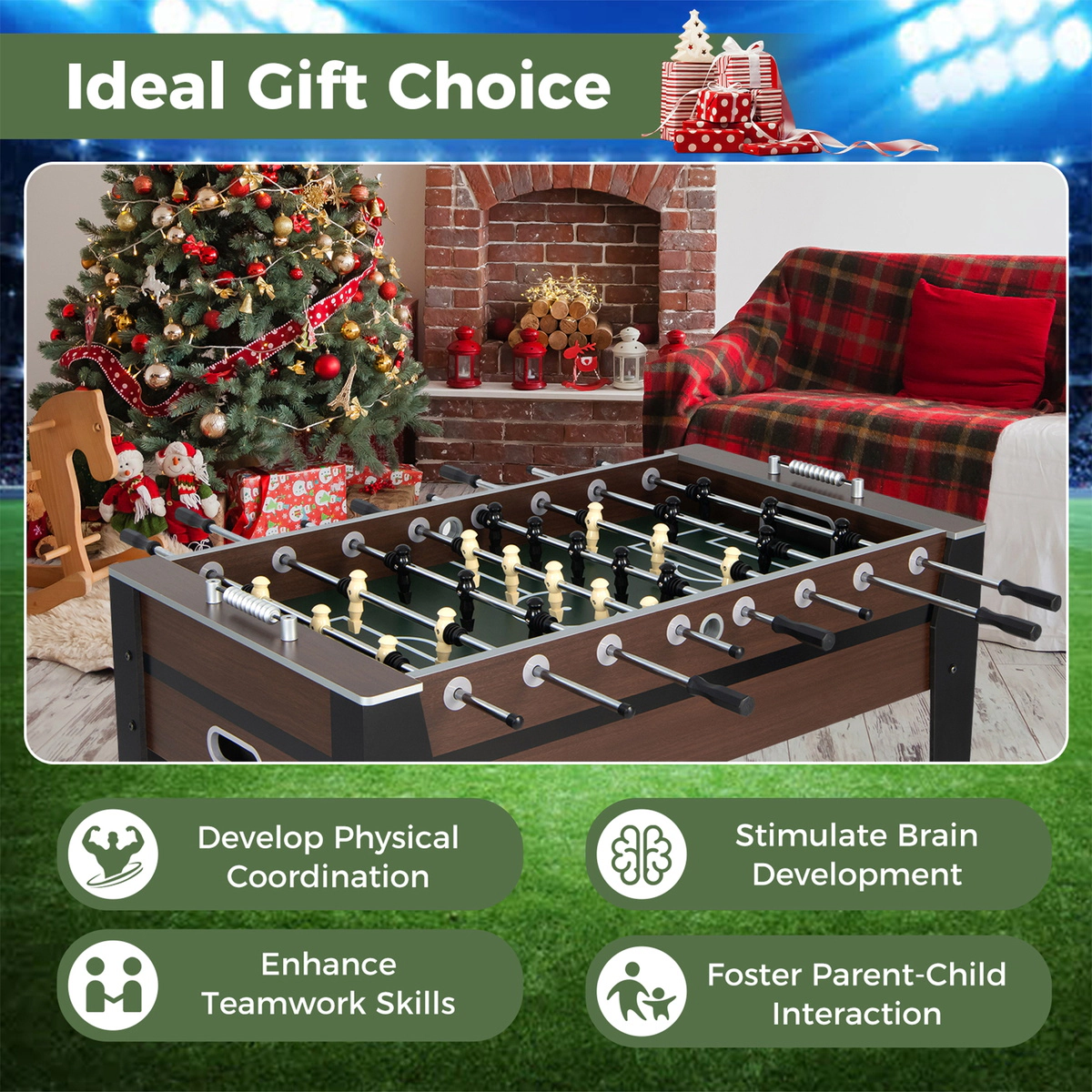 SUGIFT 54-in Competition Size Foosball Soccer Game Table with 8 Steel Rods 26 Players and 2 Footballs