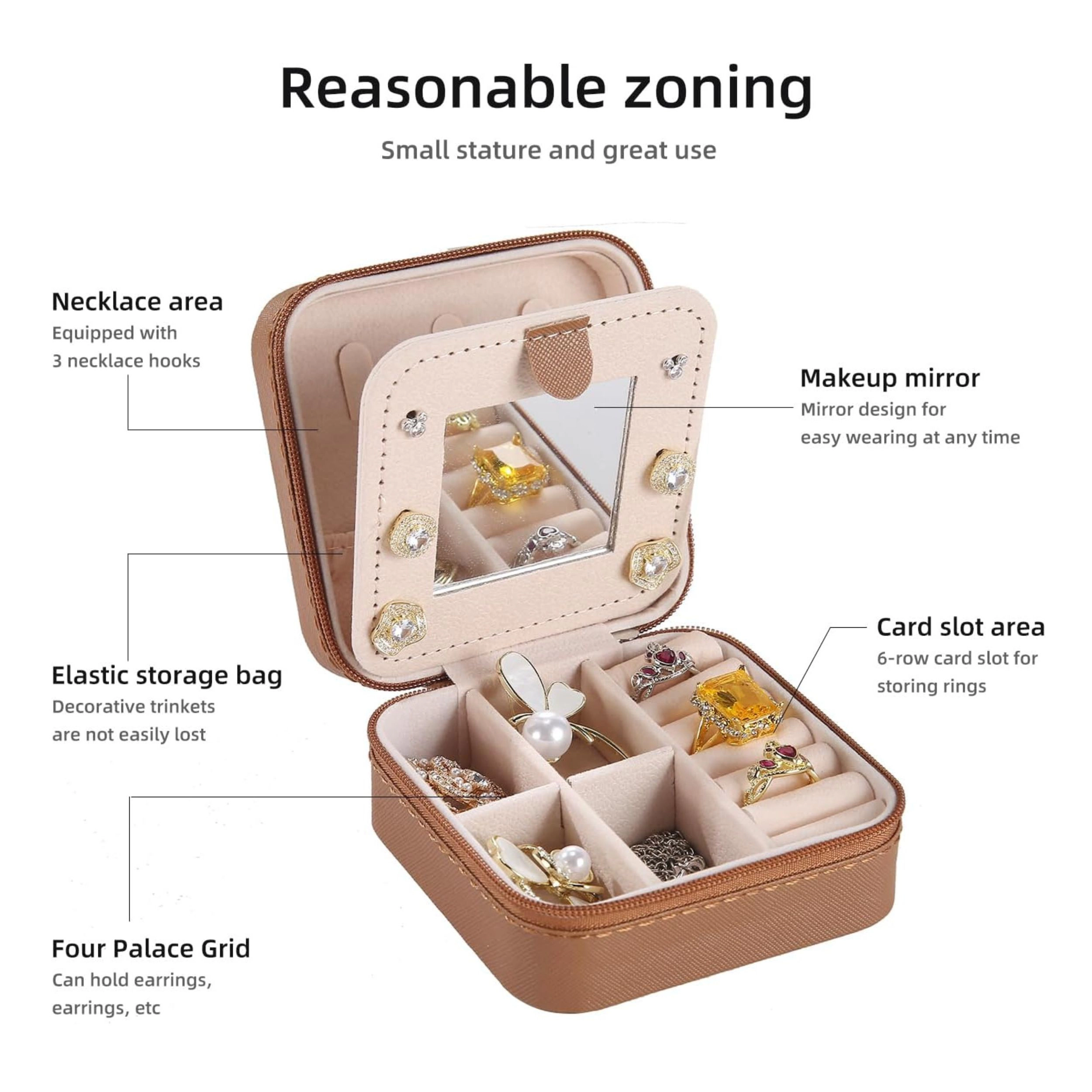 Stock Preferred Small Jewelry Organizer Box with Mirror for Women and Girls
