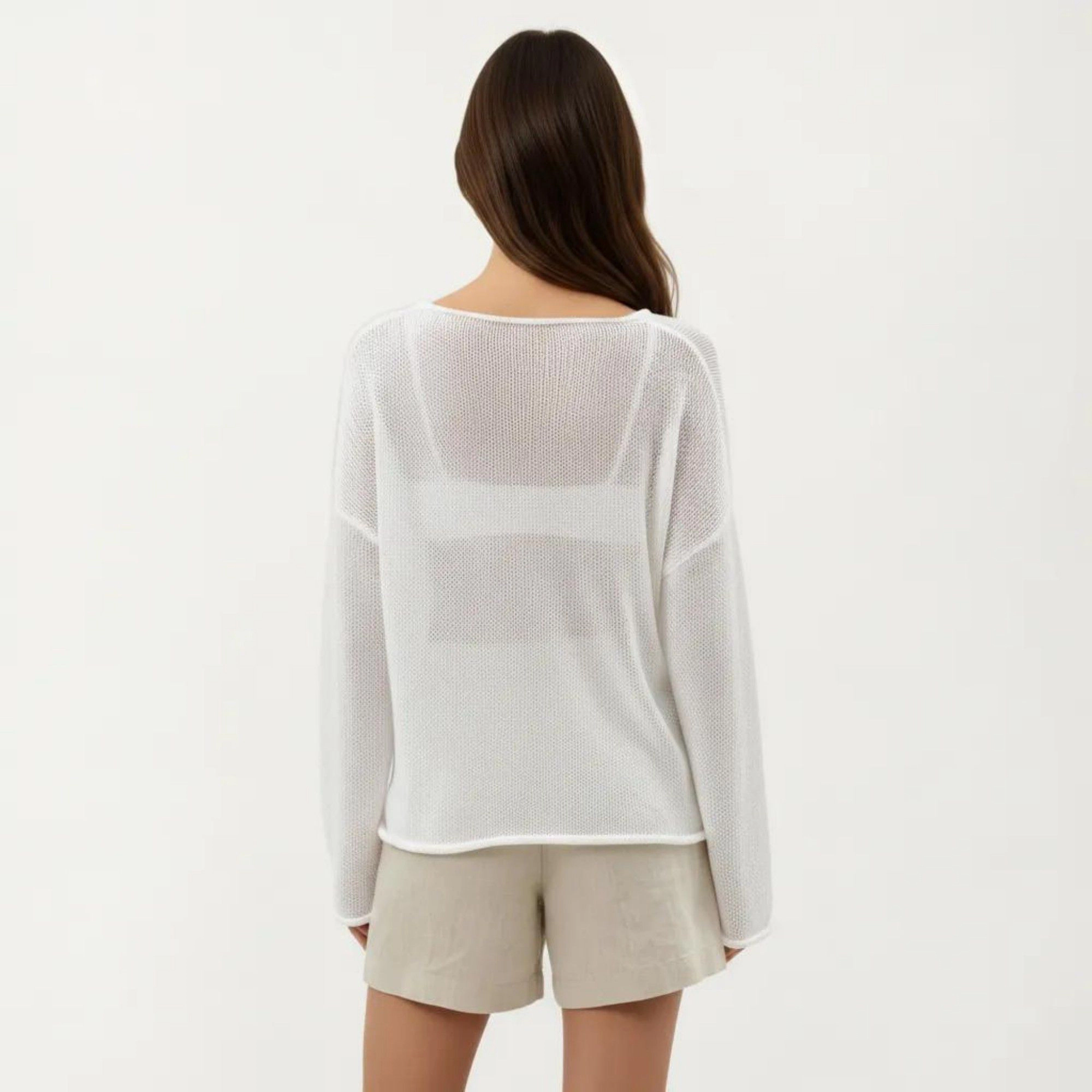 Anna-Kaci Womens Lightweight Open-Knit Long Sleeve Sweater Top