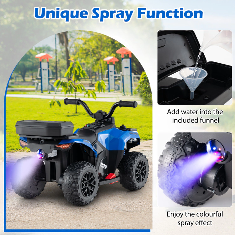 Hivvago 6V Kids Ride On ATV with Spray Function and Storage Box Music