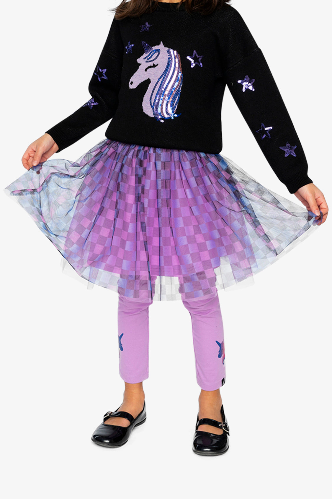 Deux par Girls Shimmering Unicorn Organic Cotton Jersey Leggings
