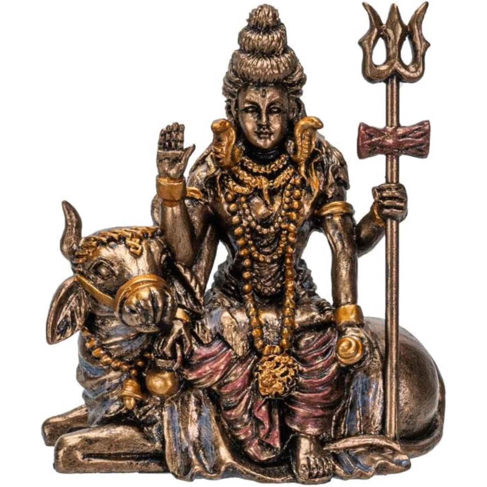 Pacific Giftware Hindu God Lord Shiva Miniature Statue Resin Gold Figurine 2.75 inch