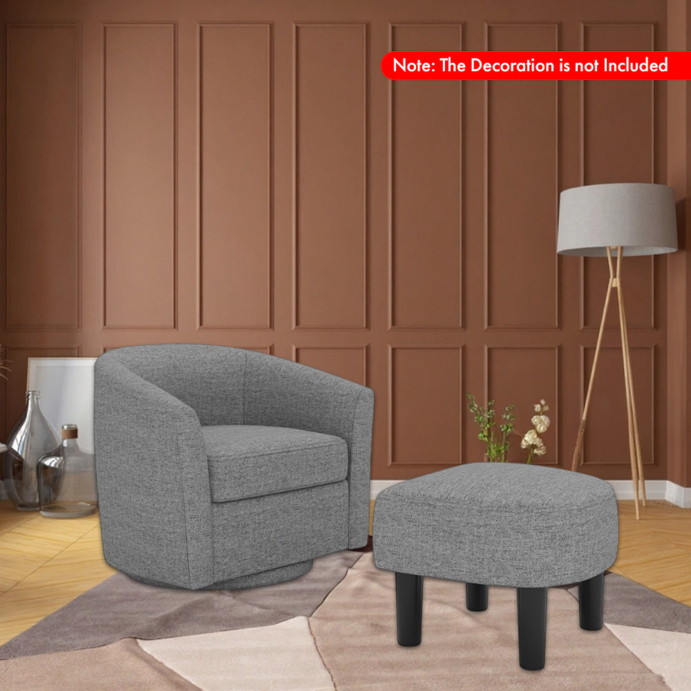 Hivvago Club Style Swivel Lounge Chair With Matching Ottoman Footrest