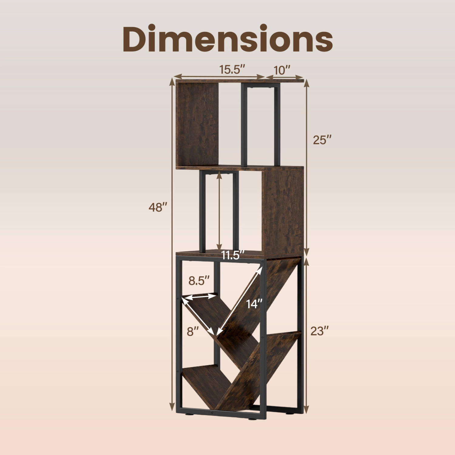 SlickBlue 6 Tier Industrial Bookshelf Storage Rack with 5 Shelves