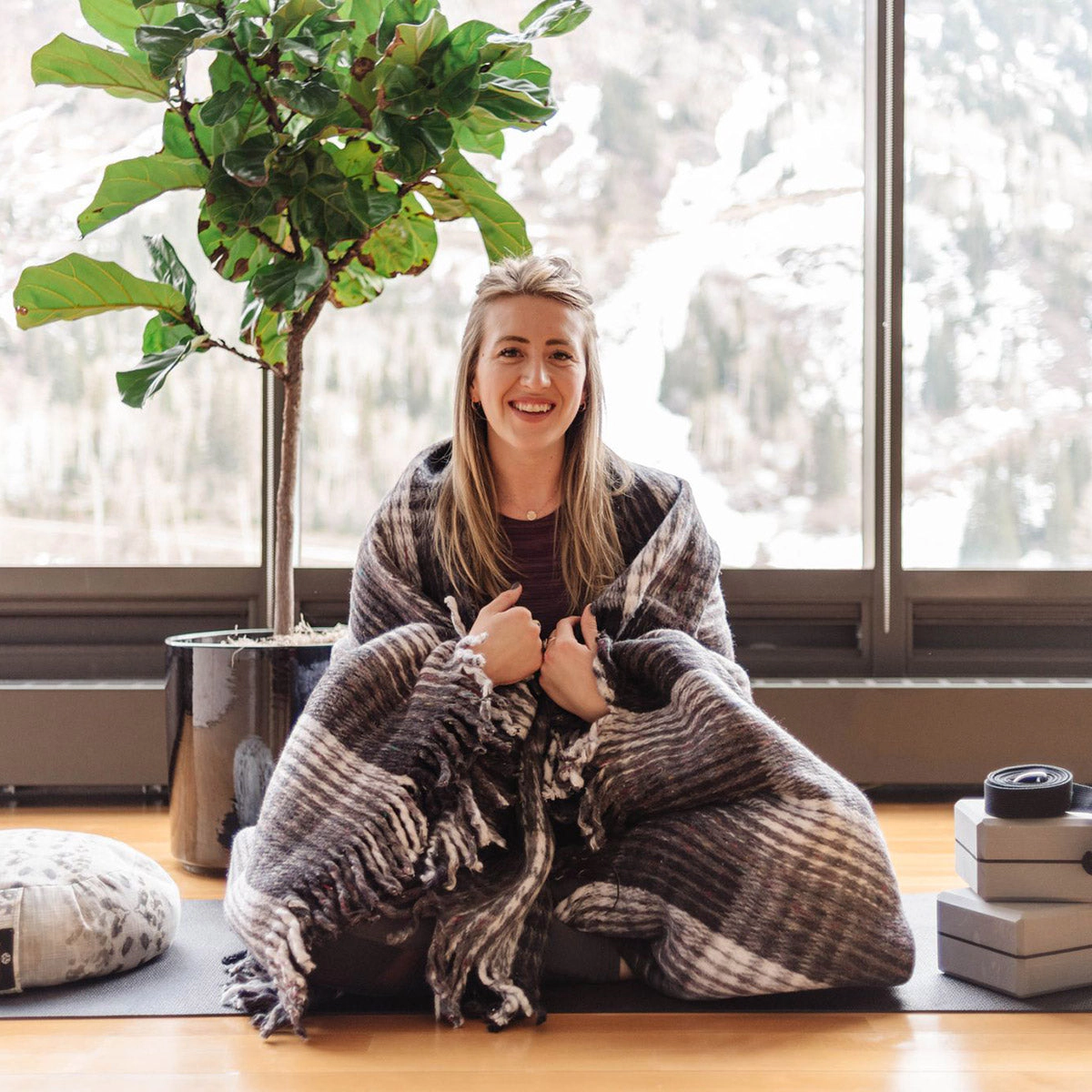 Hugger Mugger Plaid Yoga Blanket