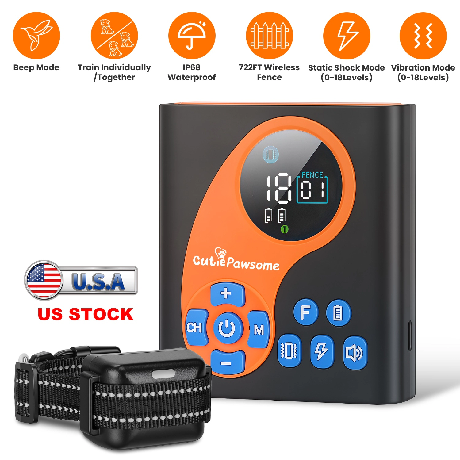 GBruno 2-in-1 Wireless Dog Fence With Training Collar