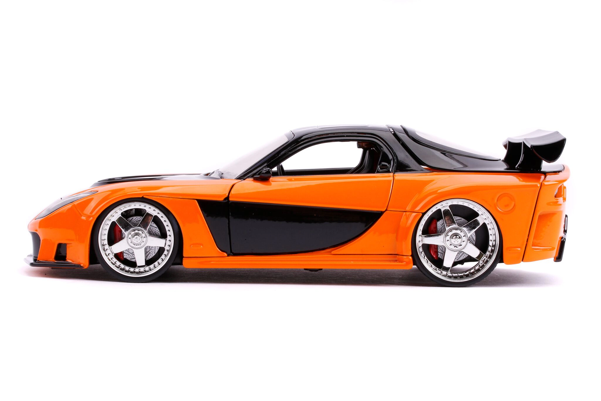 Jada Han's Mazda RX-7 RHD (Right Hand Drive) Orange and Black "Fast & Furious" Movie 1/24 Diecast Model Car by Jada