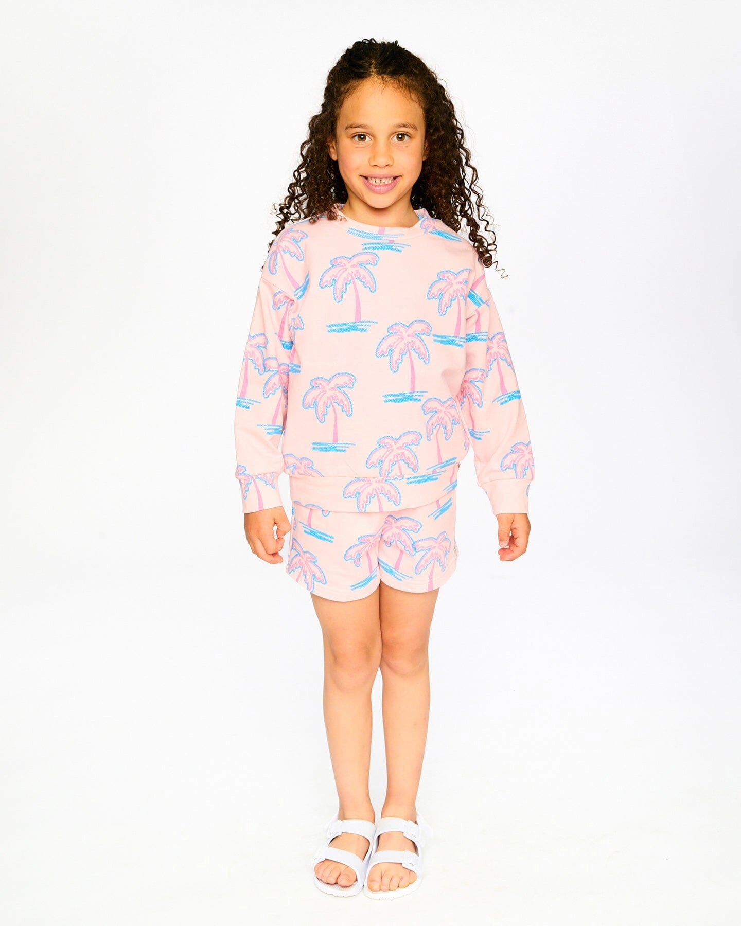 Deux par Girls French Terry Sweatshirt Palm Print