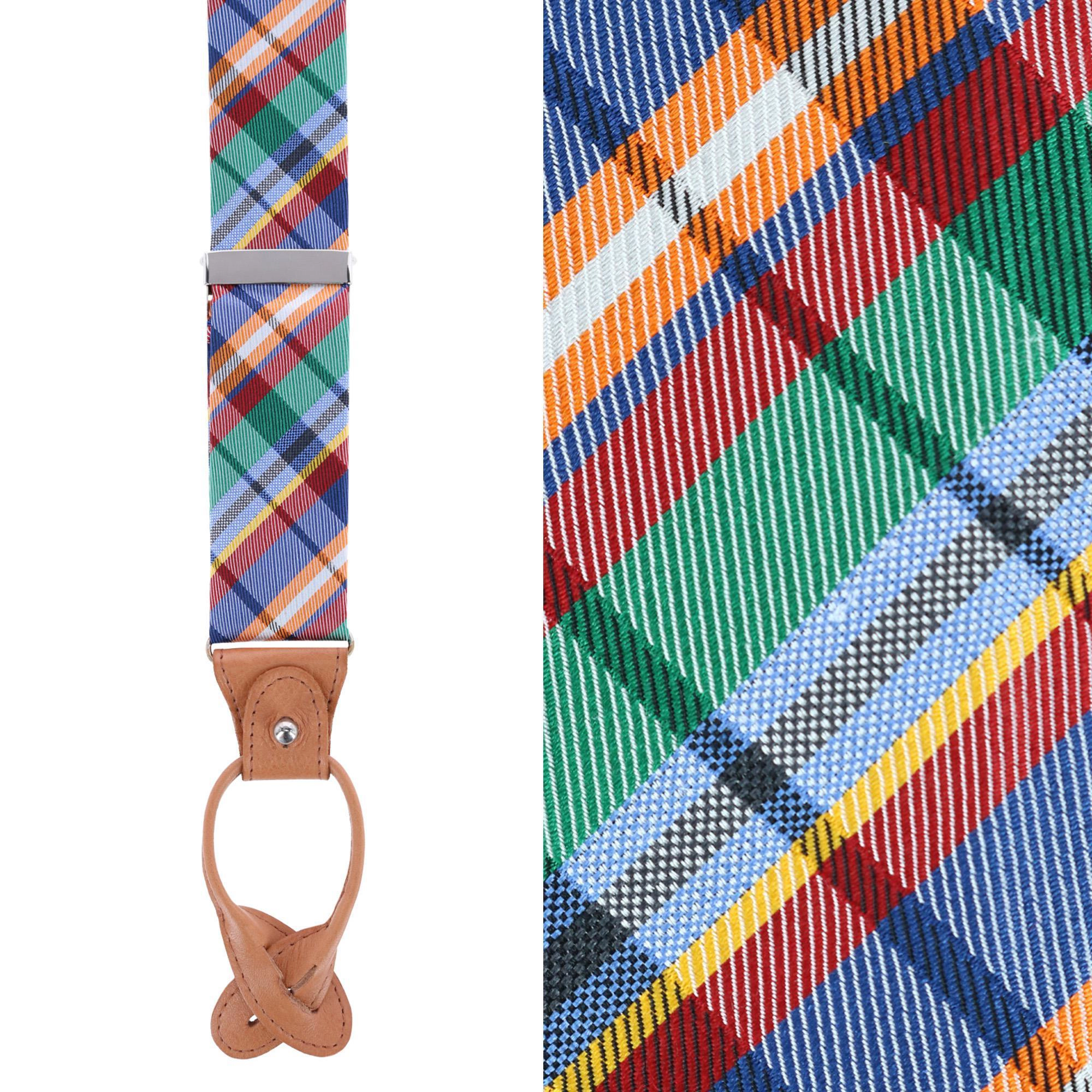Trafalgar Men's Sherwood Plaid Silk Button End Suspenders