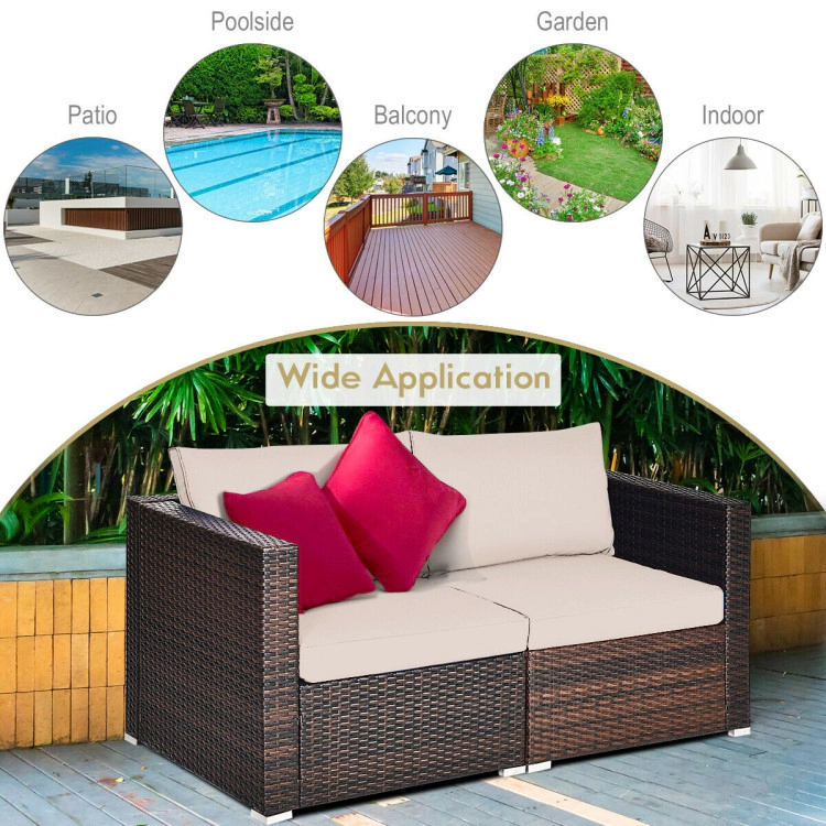 Hivvago 2 Pieces Patio Rattan Sectional Conversation Sofa Set