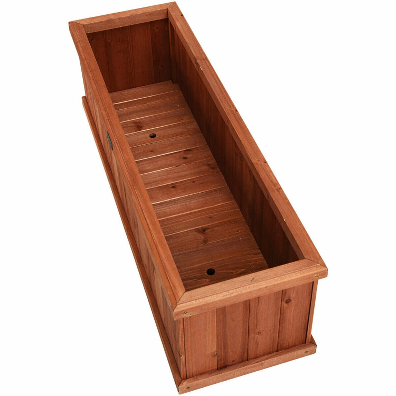 SUGIFT Brown Wooden Decorative Planter Box with 2 Drainage Holes 40-in W 12-in D 12-in H 22-lb Box Capacity