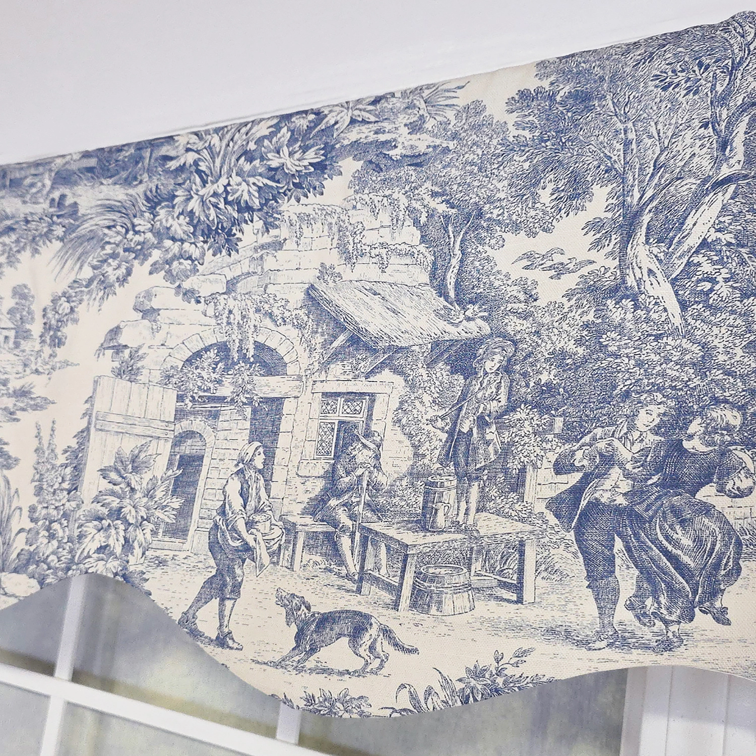 RLF Home Old-World Provance 100% Cotton Rod Pocket Lined  Window Valance 50" x 15" Blue