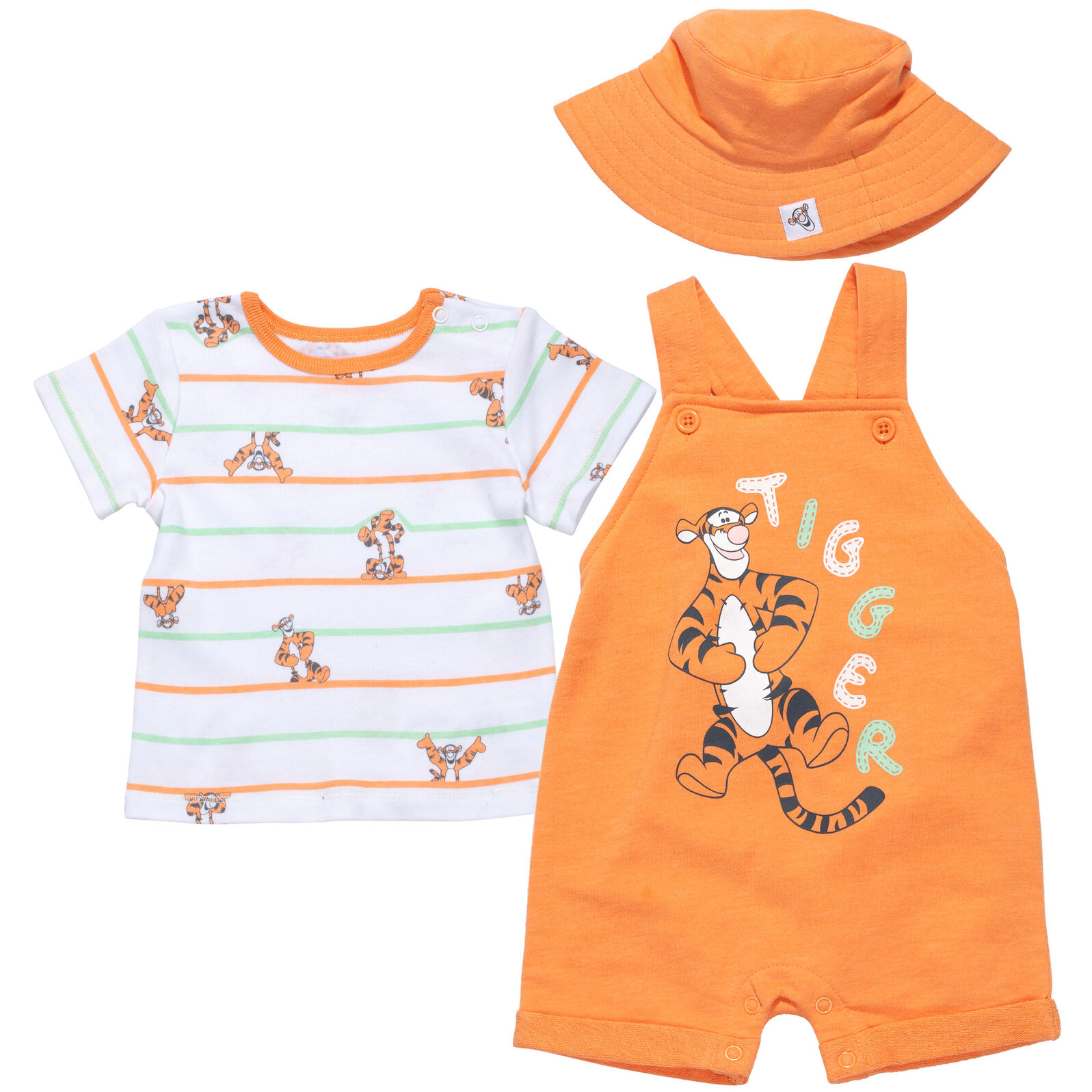 Disney Winnie the Pooh Baby Boys' Shortall and Tee Set with Bucket Hat