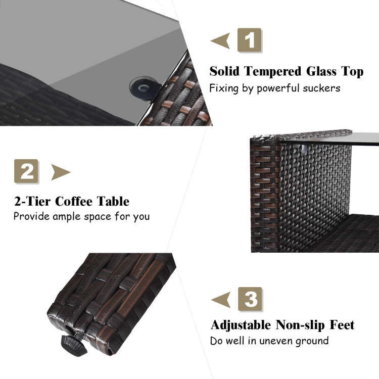 Hivvago 4 Pieces Patio Rattan Free-Combination Sofa Set With Cushion And Coffee Table