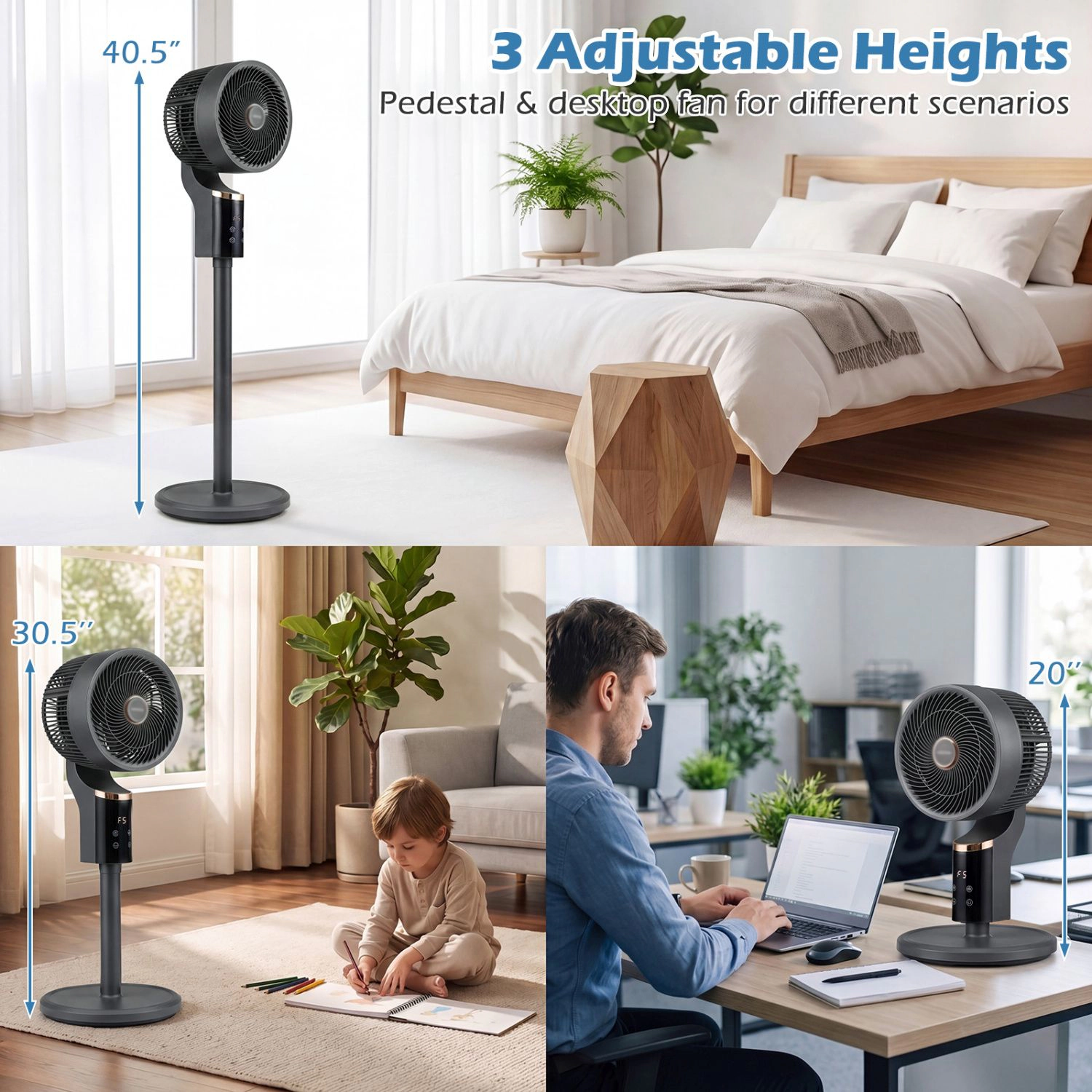 SlickBlue Air Circulator Fan for Bedroom Living Room with Wide Angle Oscillation