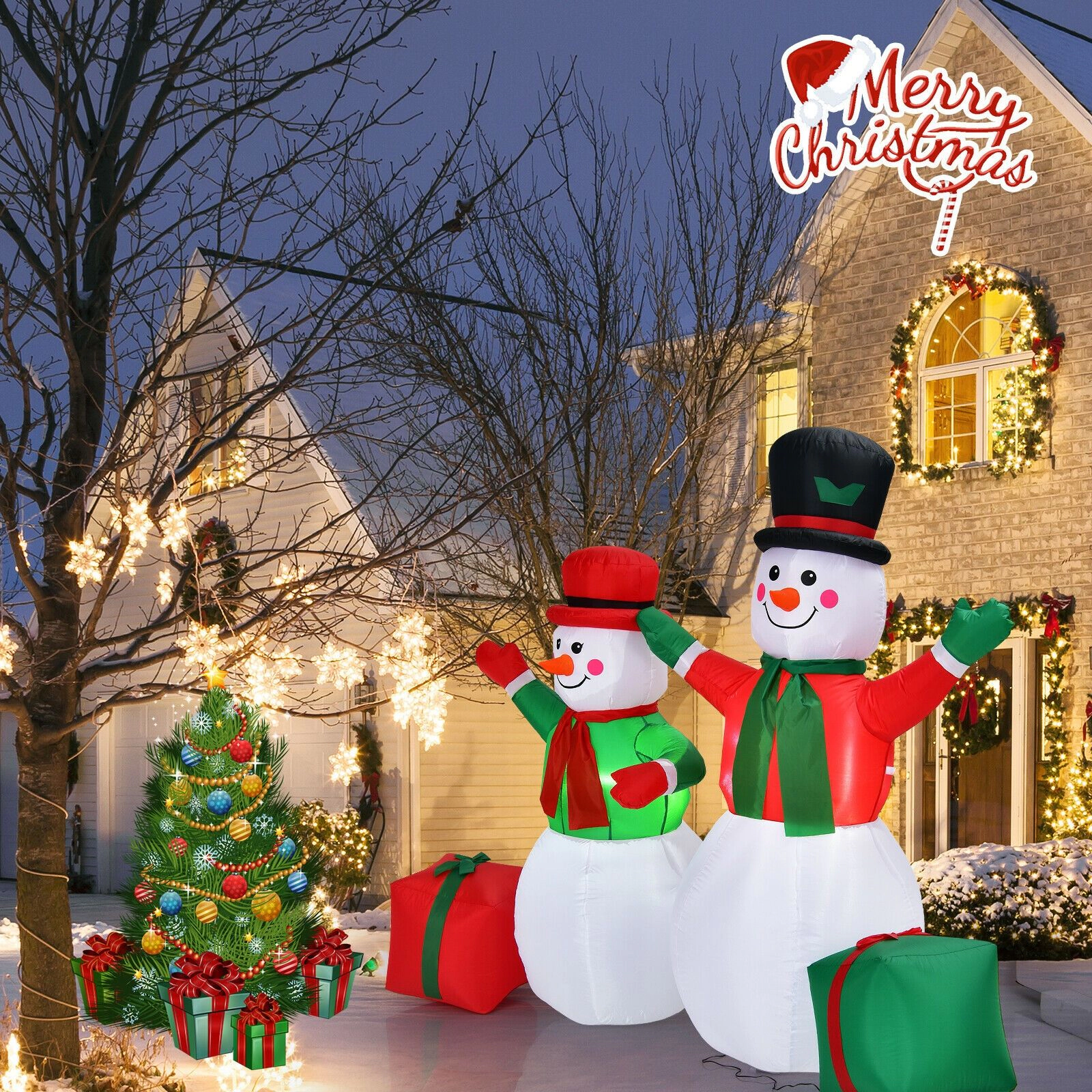 SlickBlue 6 Ft Christmas Inflatable Snowman Decoration with LEDs