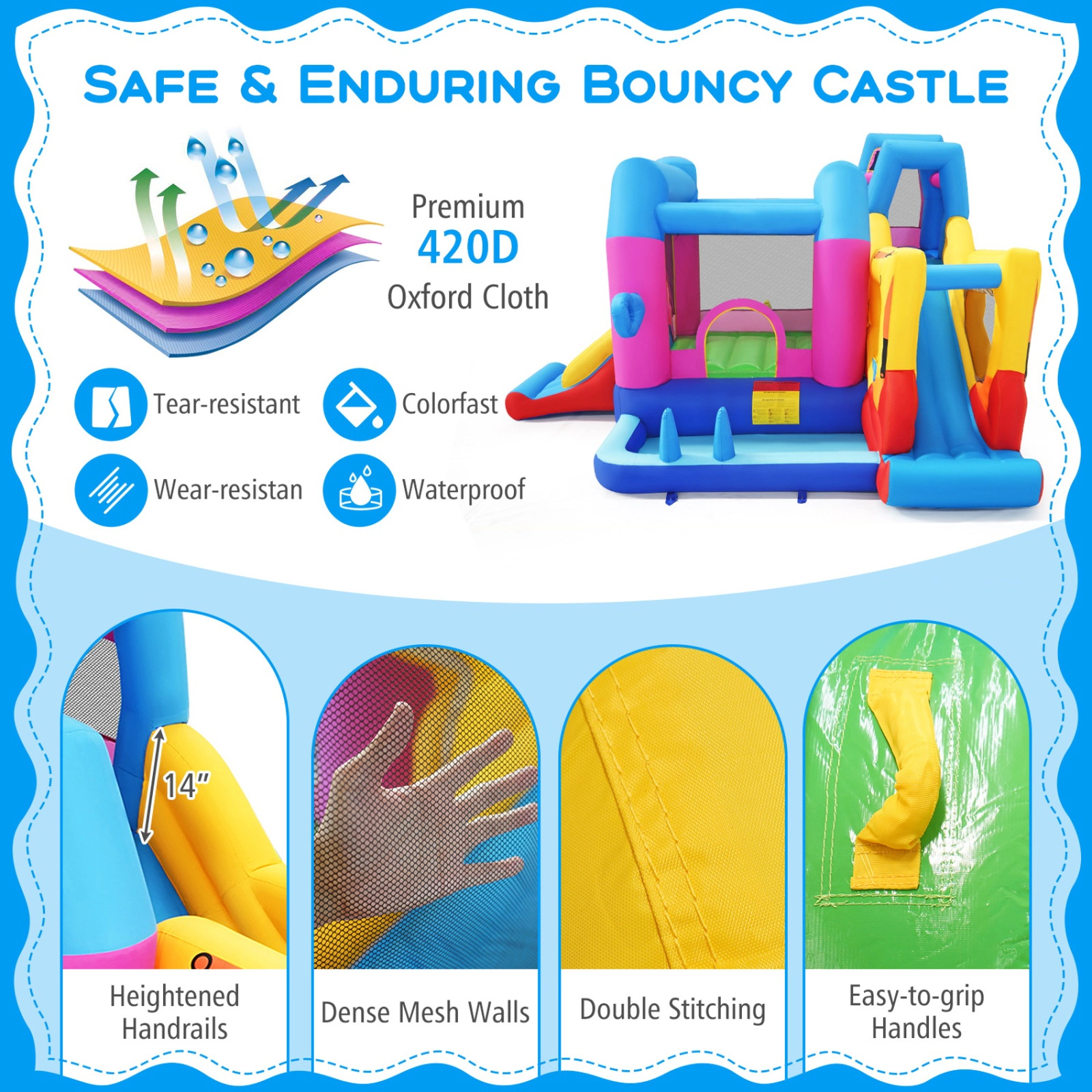 SUGIFT 8-in-1 Excavator Inflatable Bounce House with Dual Water Slides Ball Pit and 780W Blower