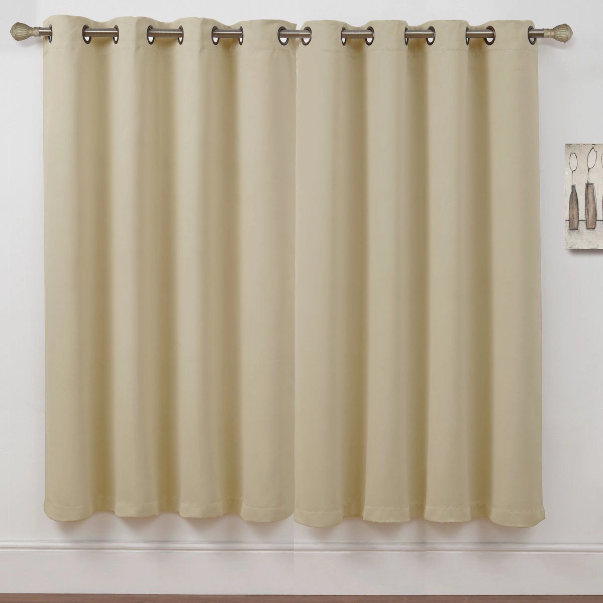 Kate Aurora Set of 2 Thermal Room Darkening Grommet Top Curtains For Small Windows - 63 in. Long