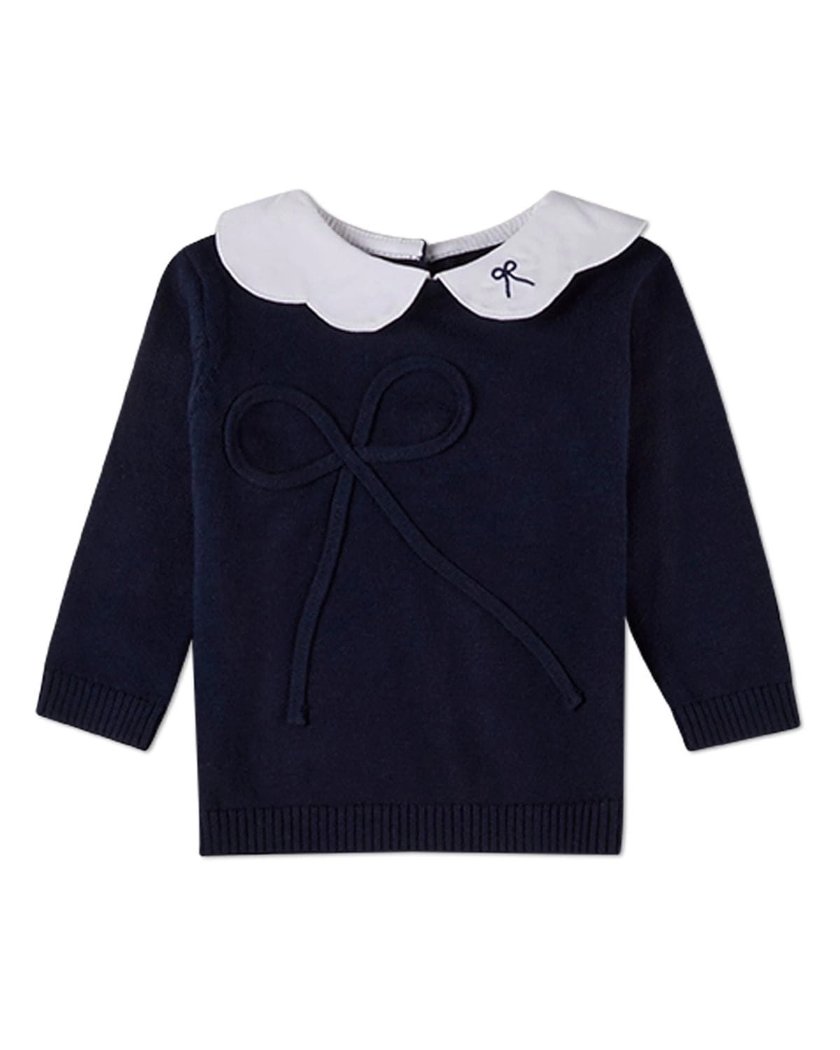 Memoi 2 Piece Baby and Toddler Girls Pop-Collar Cotton Knit Bow-Trim Set