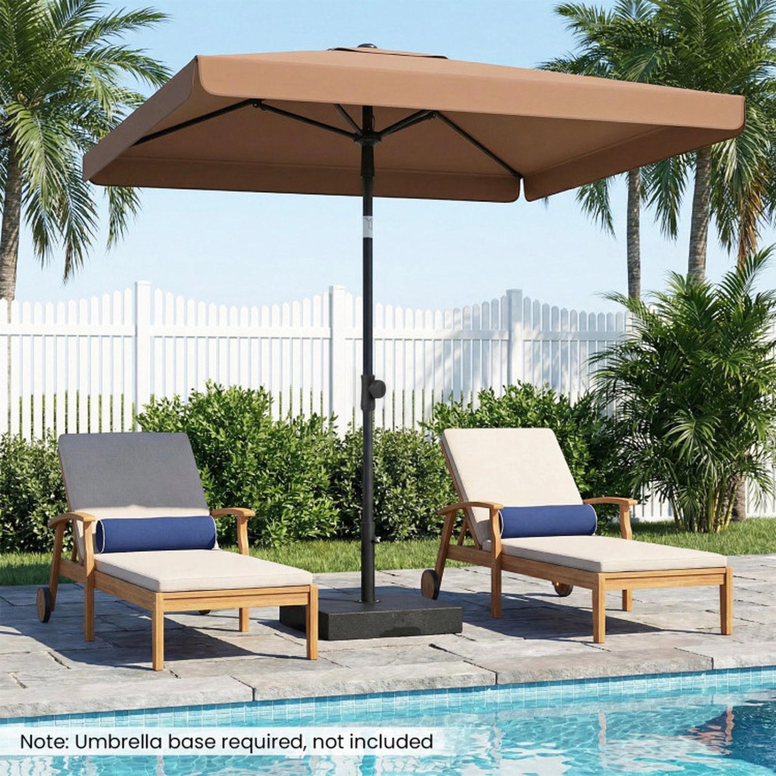 SUGIFT Rectangular Outdoor Balcony Umbrella with Push Button Tilt 6-lb Net Weight Brown with Carrying Bag