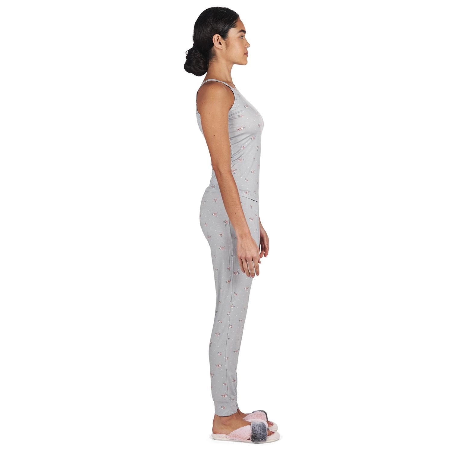 Memoi Women's Ditsy Floral Bamboo Blend Thin Strap Tank Top